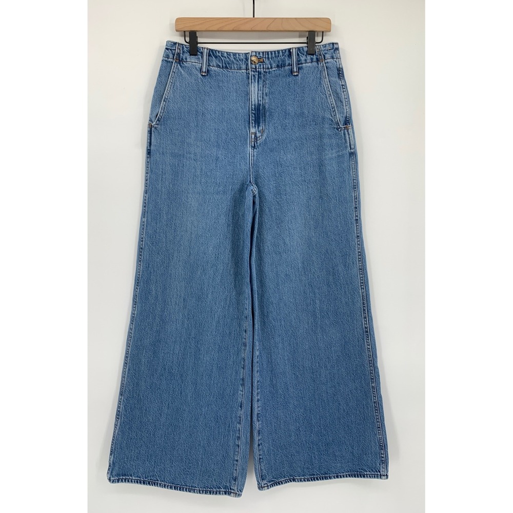 Madewell Wide Leg Jeans Womens 28 Blue Wide Sweep Trouser Cotton Denim Pants